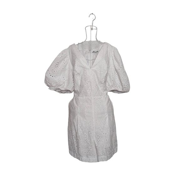 Express Eyelet Puff Sleeve Romper Sz Large - Picture 1 of 4